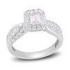 Thumbnail Image 1 of Now + Forever Diamond Engagement Ring 1-1/4 ct tw Emerald, Baguette & Round 14K White Gold