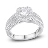 Diamond Engagement Ring 1-1/3 ct tw Round & Baguette 14K White Gold