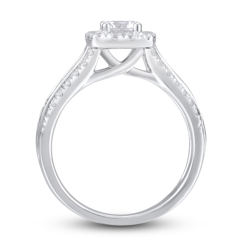 Main Image 4 of Now + Forever Diamond Engagement Ring 1-1/3 ct tw Round & Baguette 14K White Gold