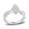 Diamond Engagement Ring 1/3 ct tw Round & Baguette 10K White Gold