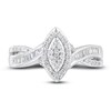 Thumbnail Image 2 of Diamond Engagement Ring 1/3 ct tw Round & Baguette 10K White Gold