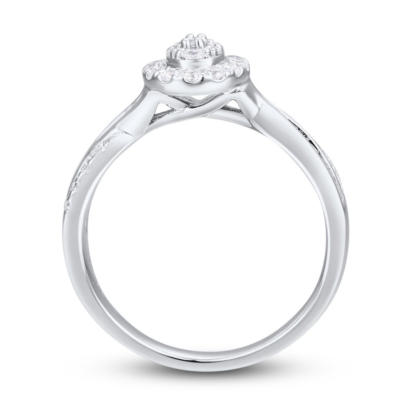 Main Image 4 of Now + Forever Diamond Engagement Ring 1/2 ct tw Round & Baguette 10K White Gold