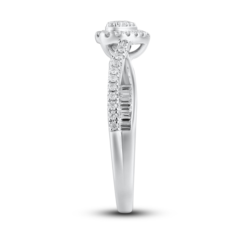 Main Image 2 of Now + Forever Diamond Engagement Ring 1/3 ct tw Round & Baguette 10K White Gold