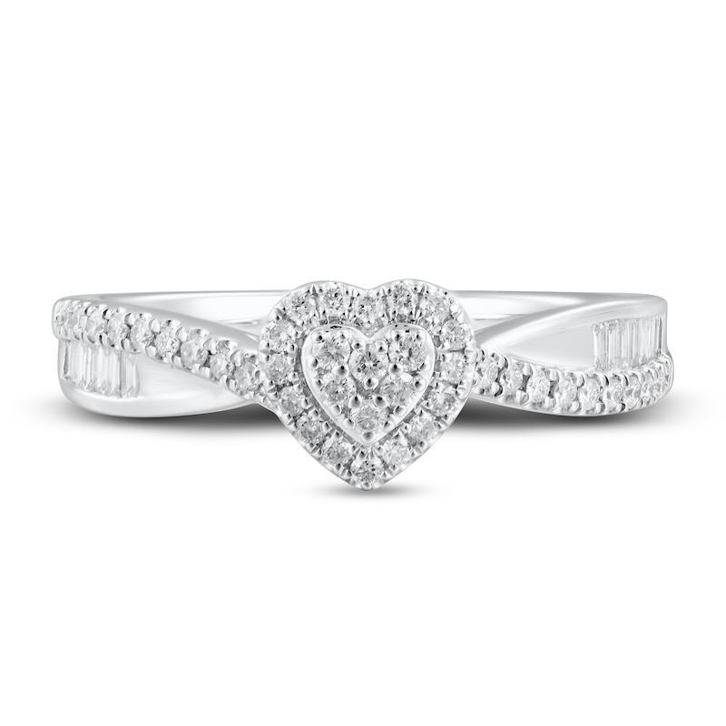 Main Image 3 of Now + Forever Diamond Engagement Ring 1/3 ct tw Round & Baguette 10K White Gold