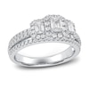 Three-Stone Diamond Engagement Ring 1 ct tw Emerald & Round 14K White Gold