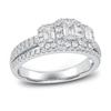 Thumbnail Image 1 of Now + Forever Three-Stone Diamond Engagement Ring 1 ct tw Emerald & Round 14K White Gold