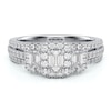 Thumbnail Image 2 of Three-Stone Diamond Engagement Ring 1 ct tw Emerald & Round 14K White Gold