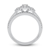 Three-Stone Diamond Engagement Ring 1 ct tw Emerald & Round 14K White Gold