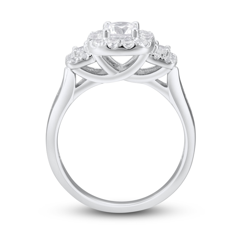 Diamond Engagement Ring 1-1/4 ct tw Round & Baguette 14K White Gold