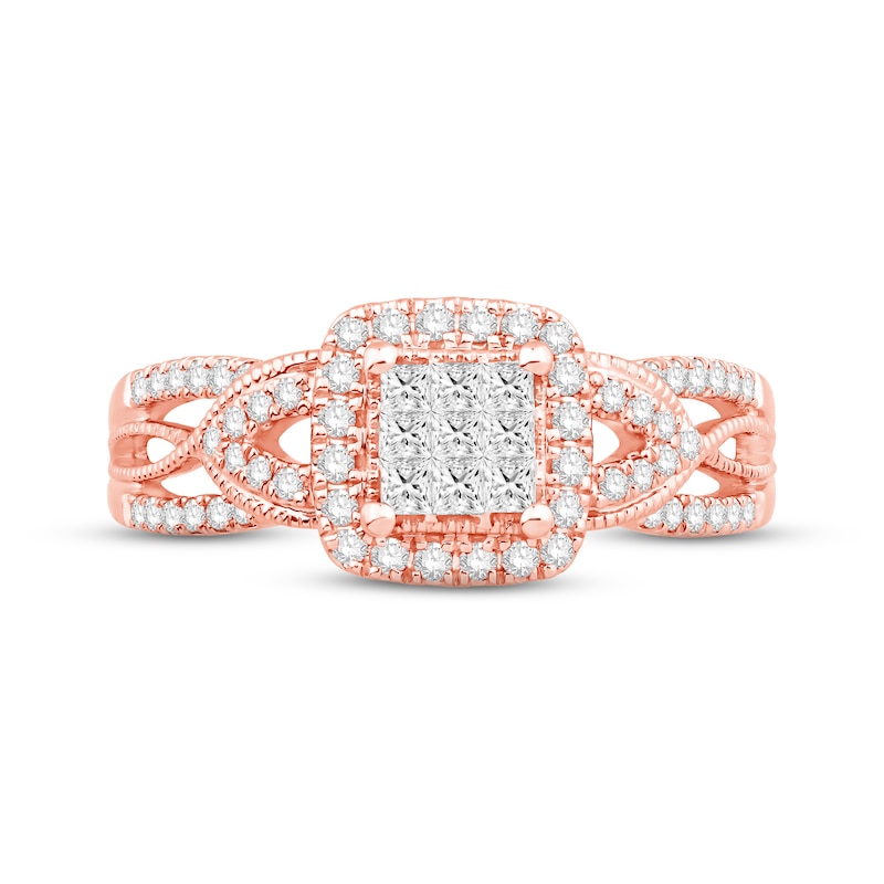 Main Image 3 of Now + Forever Diamond Engagement Ring 1/2 ct tw Princess & Round-cut 10K Rose Gold