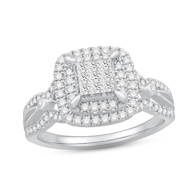 Diamond Engagement Ring 5/8 ct tw Princess & Round-cut 10K White Gold | Kay