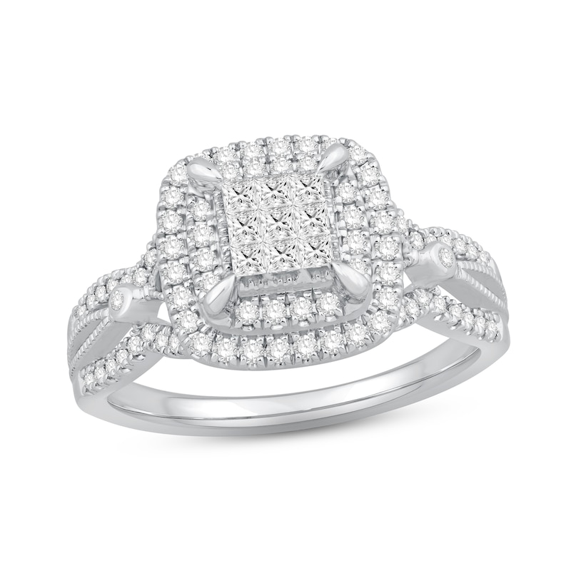Main Image 1 of Now + Forever Diamond Engagement Ring 5/8 ct tw Princess & Round-cut 10K White Gold