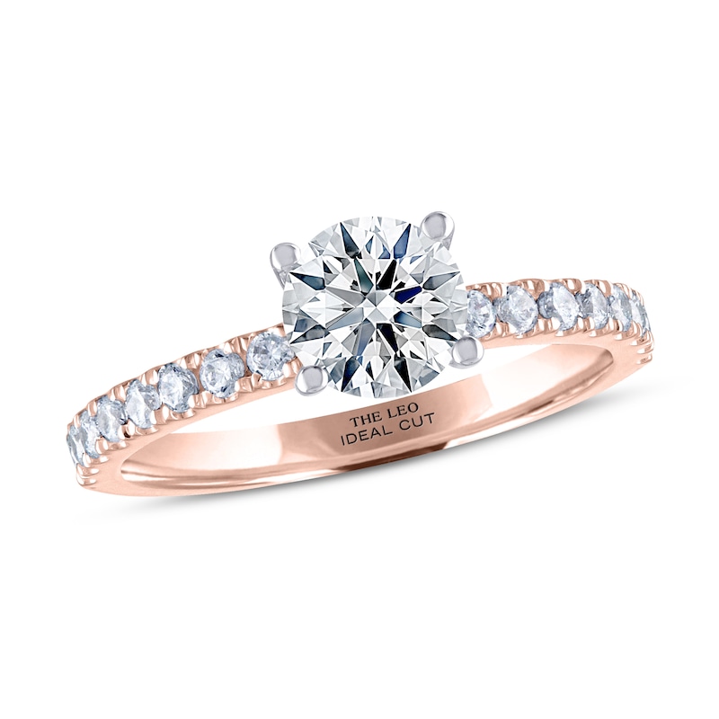 Main Image 1 of THE LEO Ideal Cut Diamond Engagement Ring 1-1/4 ct tw 14K Rose Gold