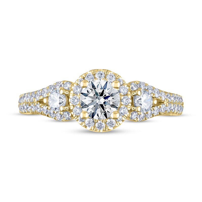 THE LEO Ideal Cut Diamond Three-Stone Engagement Ring 1 ct tw 14K Yellow Gold