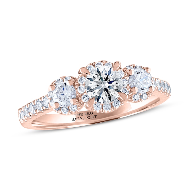 Main Image 1 of THE LEO Ideal Cut Diamond Three-Stone Engagement Ring 1 ct tw 14K Rose Gold