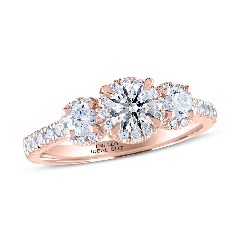 THE LEO Ideal Cut Diamond Three-Stone Engagement Ring 1 ct tw 14K Rose Gold