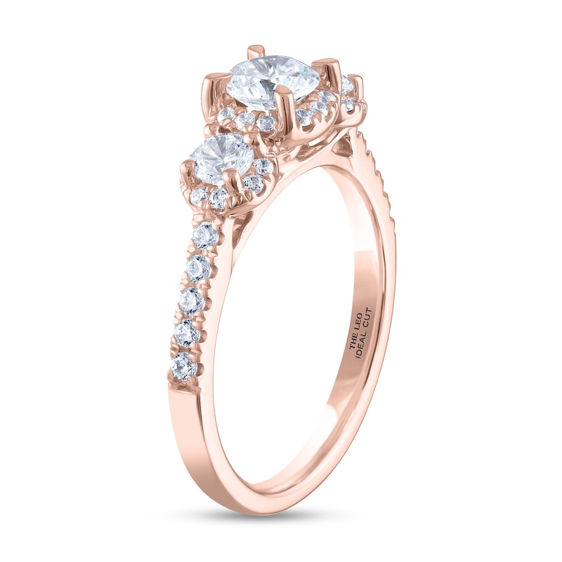 Main Image 2 of THE LEO Ideal Cut Diamond Three-Stone Engagement Ring 1 ct tw 14K Rose Gold
