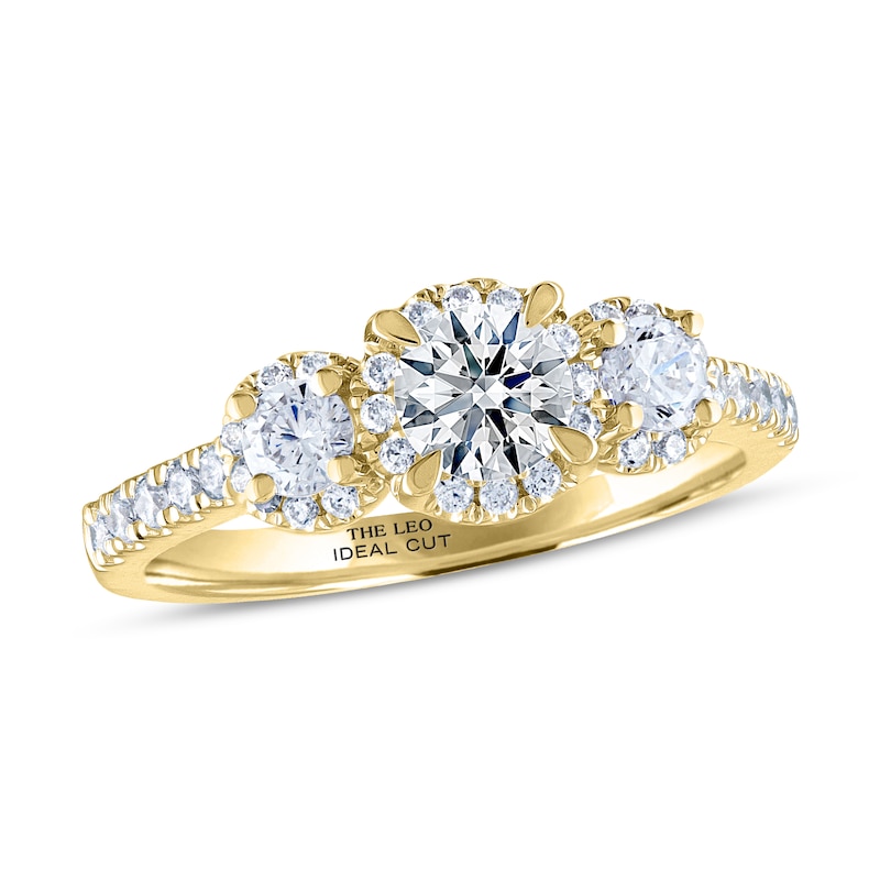 Main Image 1 of THE LEO Ideal Cut Diamond Three-Stone Engagement Ring 1 ct tw 14K Yellow Gold