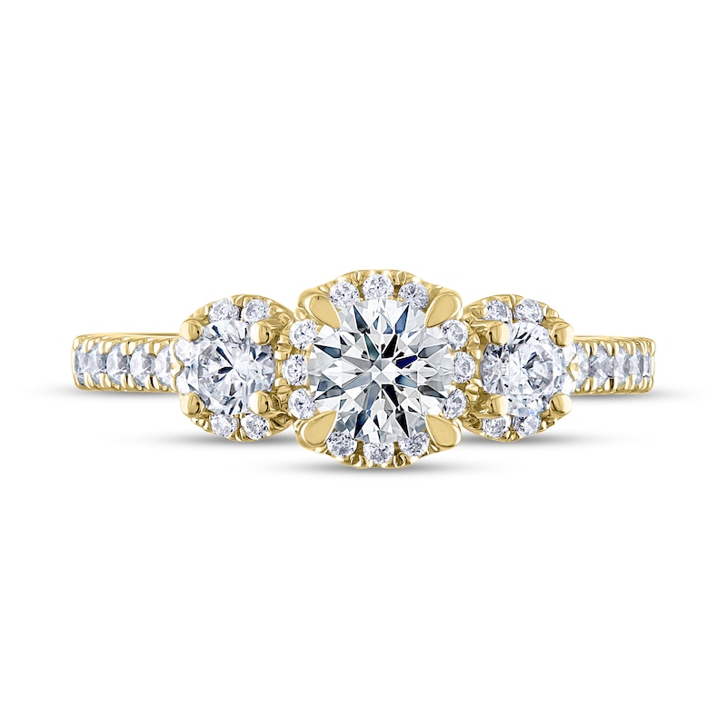 Main Image 3 of THE LEO Ideal Cut Diamond Three-Stone Engagement Ring 1 ct tw 14K Yellow Gold