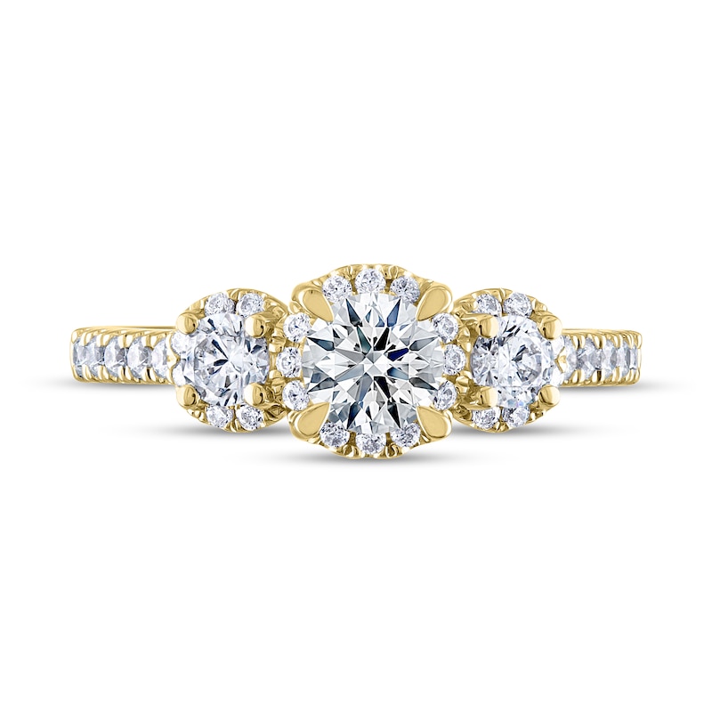 THE LEO Ideal Cut Diamond Three-Stone Engagement Ring 1 ct tw 14K Yellow Gold