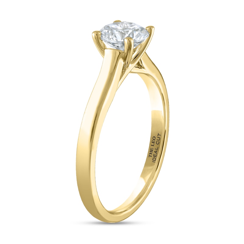 THE LEO Ideal Cut Diamond Solitaire Engagement Ring 1 ct tw 14K Yellow Gold