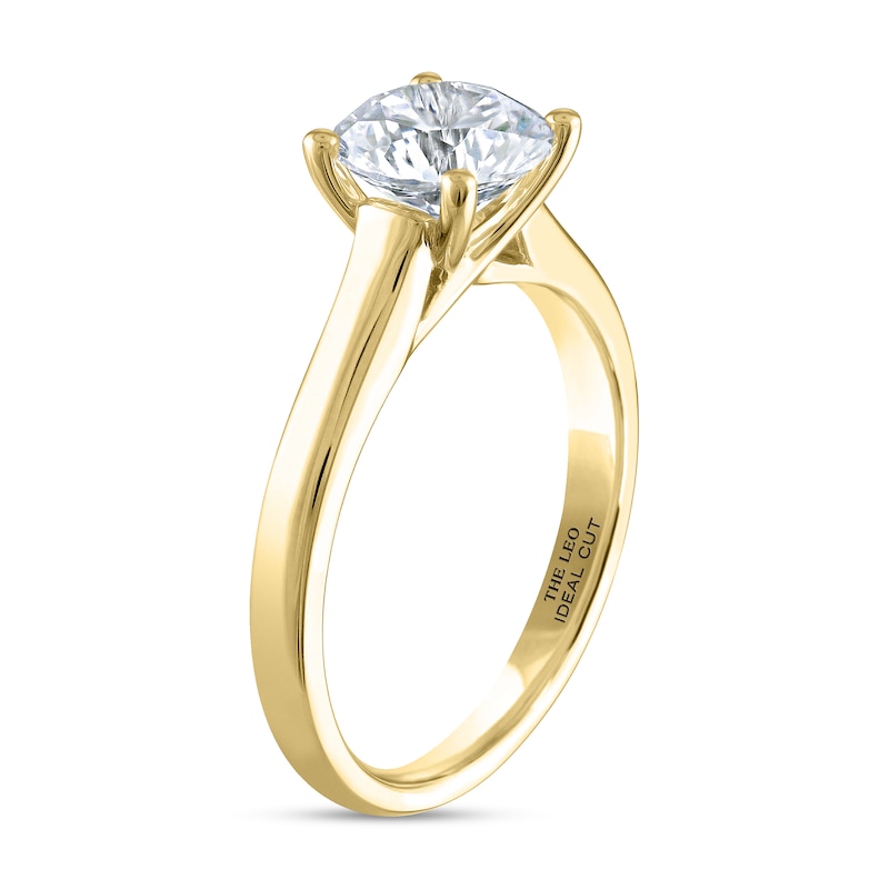 THE LEO Ideal Cut Diamond Solitaire Engagement Ring 1-1/2 ct tw 14K Yellow Gold