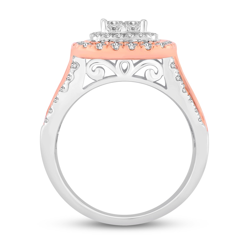 Diamond Engagement Ring 1-1/2 ct tw Princess & Round 14K Two-Tone Gold