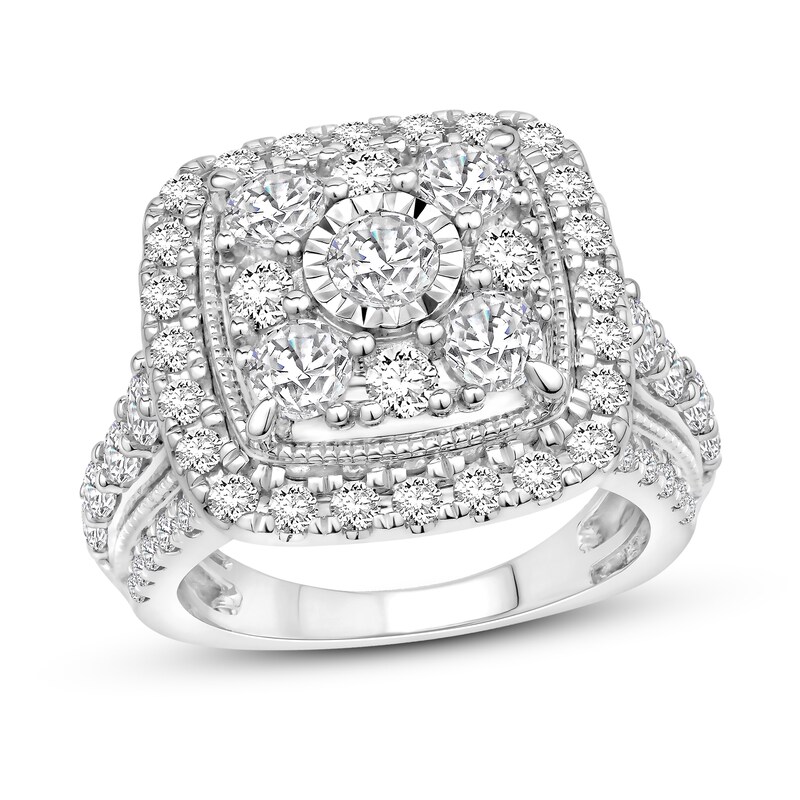 Diamond Engagement Ring 3 ct tw Round-cut 10K White Gold