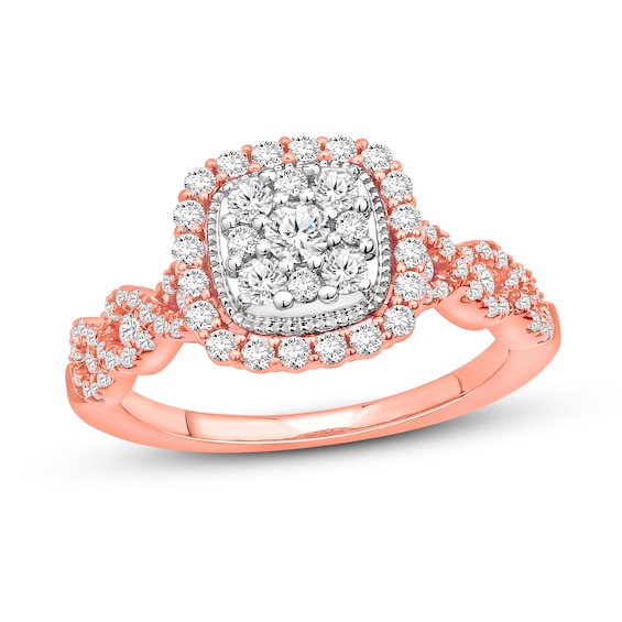Diamond Engagement Ring 3/4 ct tw Round-cut 14K Two-Tone Gold