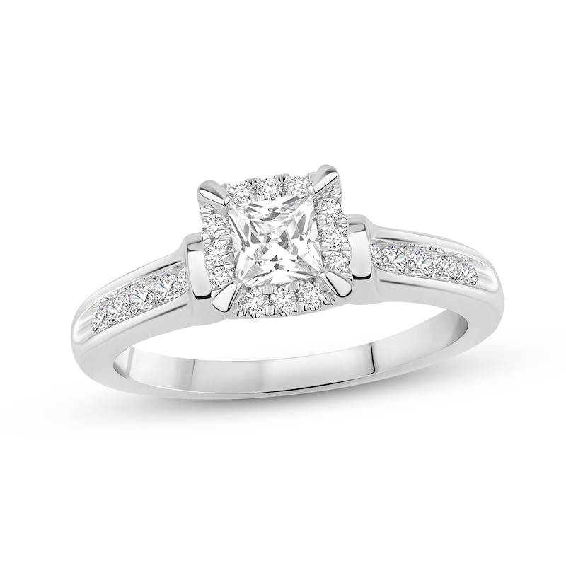 Diamond Engagement Ring 5/8 ct tw Princess & Round-cut 14K White Gold | Kay