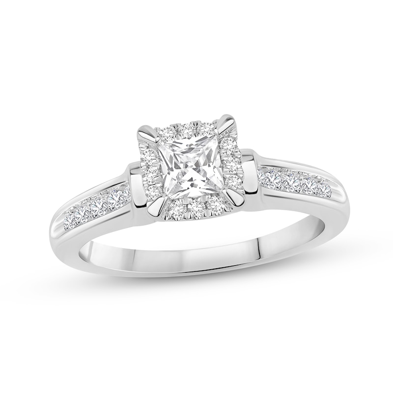 Main Image 1 of Now + Forever Diamond Engagement Ring 5/8 ct tw Princess & Round-cut 14K White Gold