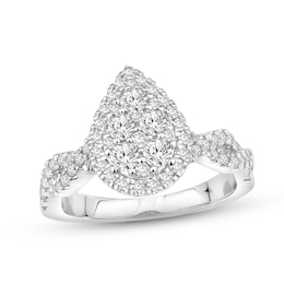 Now + Forever Multi-Diamond Engagement Ring 1 ct tw Round-cut 14K White Gold