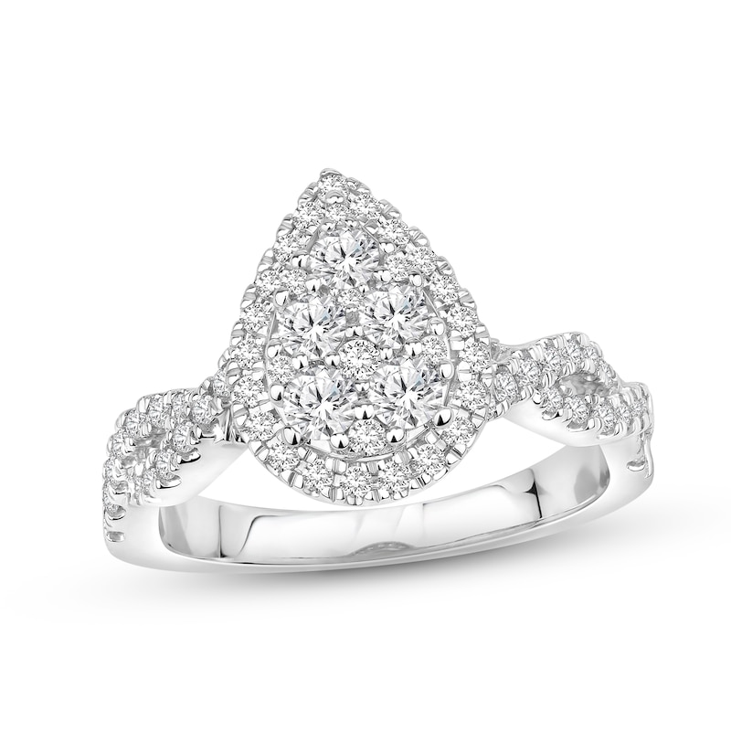 Main Image 1 of Now + Forever Multi-Diamond Engagement Ring 1 ct tw Round-cut 14K White Gold