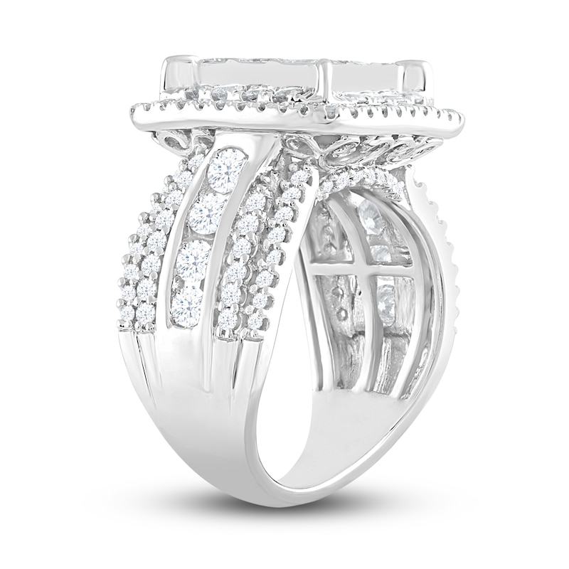 Multi-Diamond Engagement Ring 3 ct tw Princess & Round 10K White Gold