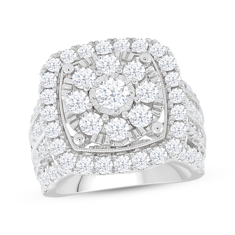 Multi-Diamond Engagement Ring 4 ct tw Round & Baguette 10K White Gold