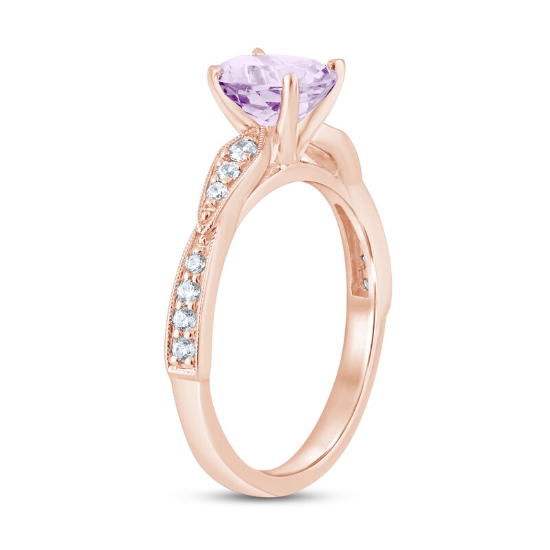 Oval Amethyst Engagement Ring 1/5 ct tw Diamonds 14K Rose Gold