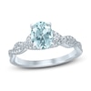 Thumbnail Image 1 of Now + Forever Oval Aquamarine Engagement Ring 1/4 ct tw Diamonds 14K White Gold