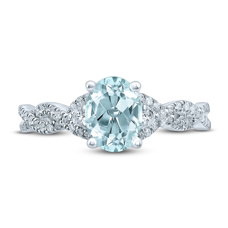 Main Image 2 of Now + Forever Oval Aquamarine Engagement Ring 1/4 ct tw Diamonds 14K White Gold