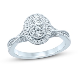 Now + Forever Multi-Diamond Engagement Ring 1/2 ct tw Round-cut 10K White Gold