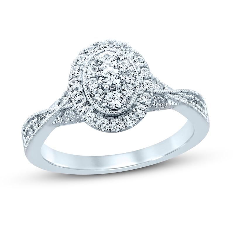 Main Image 1 of Now + Forever Multi-Diamond Engagement Ring 1/2 ct tw Round-cut 10K White Gold