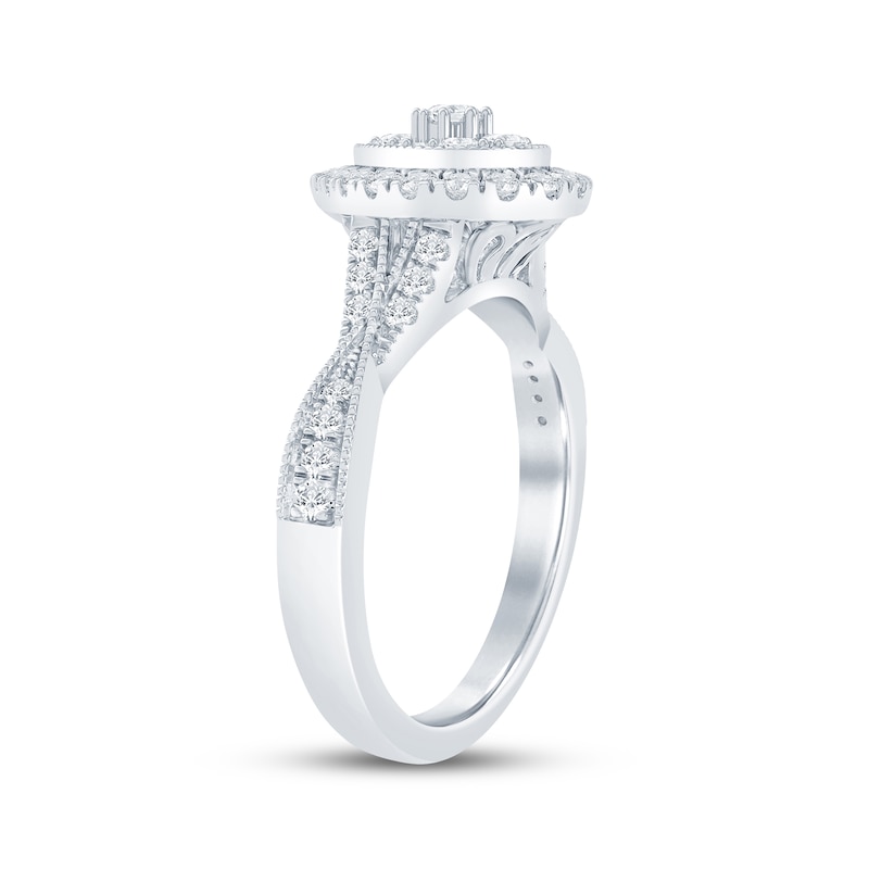 Multi-Diamond Engagement Ring 1/2 ct tw Round-cut 10K White Gold