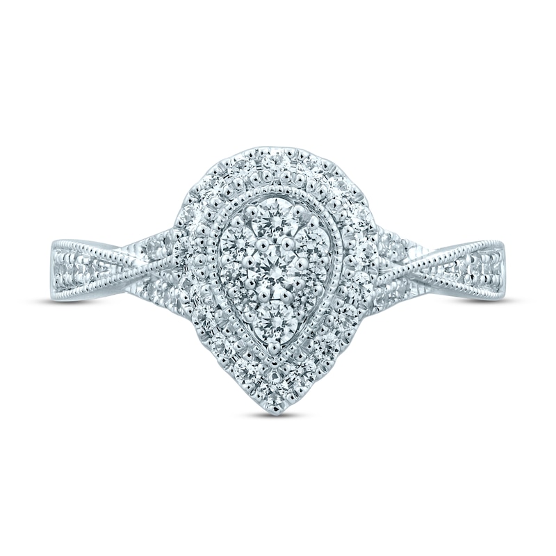 Multi-Diamond Engagement Ring 1/2 ct tw Round-cut 10K White Gold