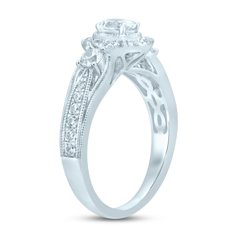 Main Image 2 of Memories Moments Magic Diamond Engagement Ring 1 ct tw Oval & Round 14K White Gold