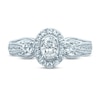 Thumbnail Image 3 of Memories Moments Magic Diamond Engagement Ring 1 ct tw Oval & Round 14K White Gold