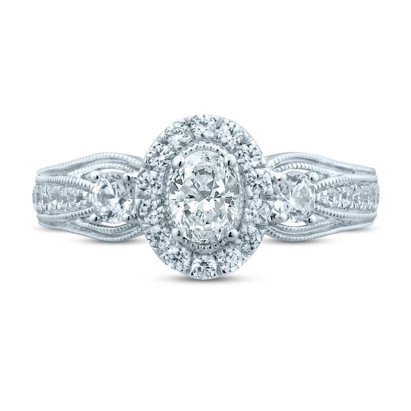 Main Image 3 of Memories Moments Magic Diamond Engagement Ring 1 ct tw Oval & Round 14K White Gold