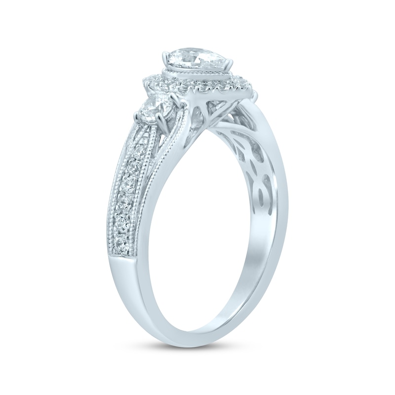 Main Image 2 of Memories Moments Magic Diamond Engagement Ring 1 ct tw Pear & Round 14K White Gold