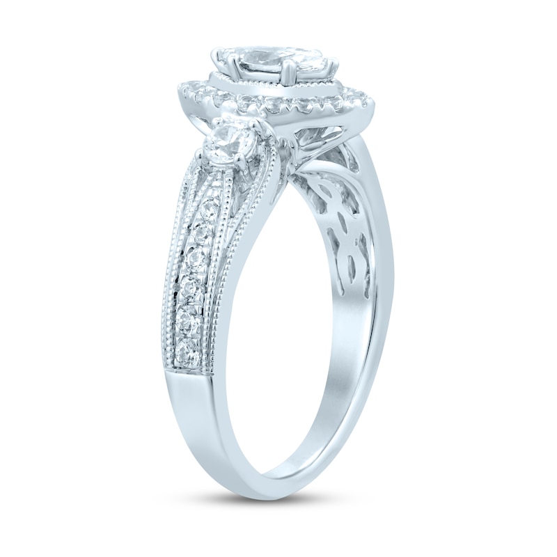 Diamond Engagement Ring 1 ct tw Marquise & Round 14K White Gold