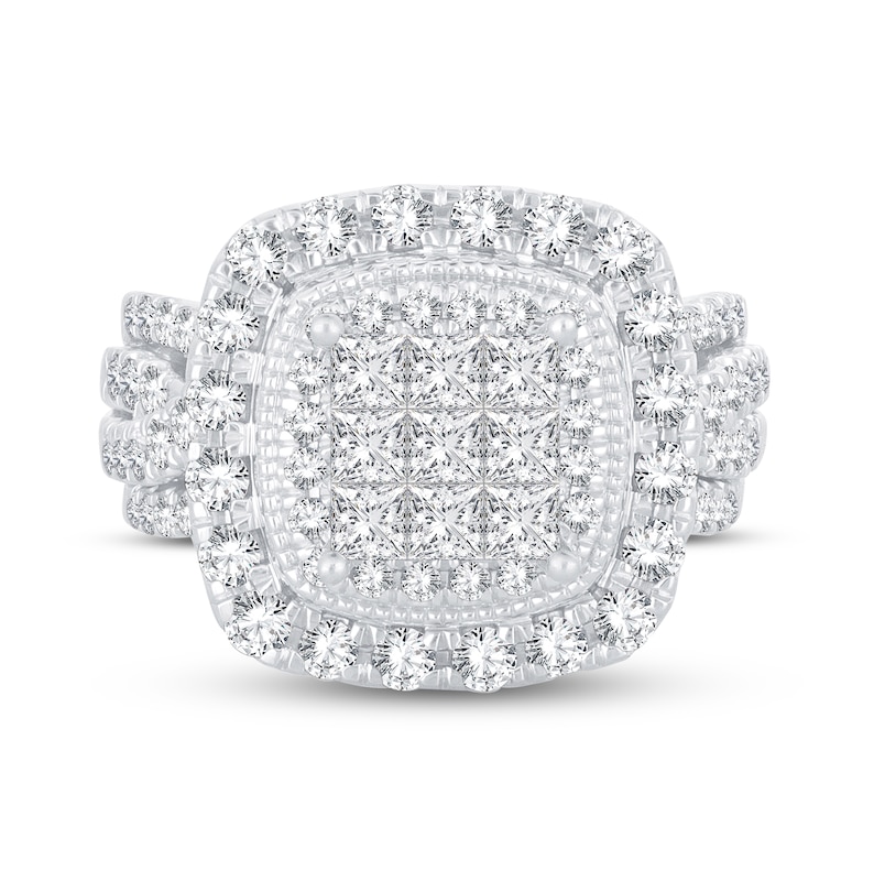 Multi-Diamond Engagement Ring 2 ct tw Princess & Round-Cut 14K White Gold