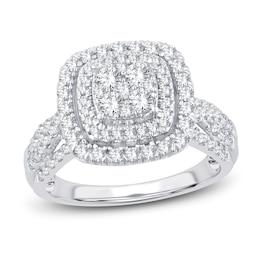 Now + Forever Multi-Diamond Engagement Ring 1 ct tw Round-cut 14K White Gold