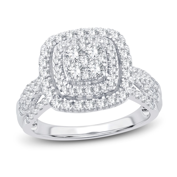 Now + Forever Multi-Diamond Engagement Ring 1 ct tw Round-cut 14K White Gold